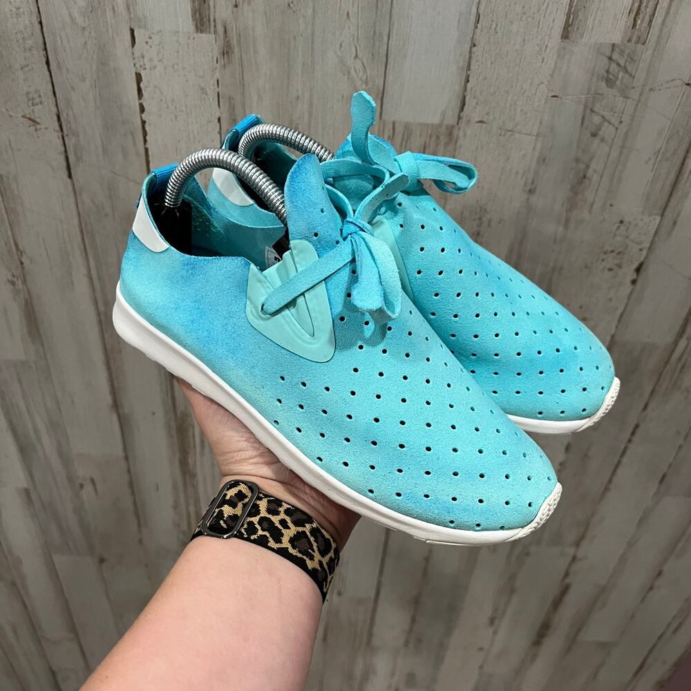 Native Shoes Apollo Moc Iris Blue White Lightweight Slip On 4 Kids Youth